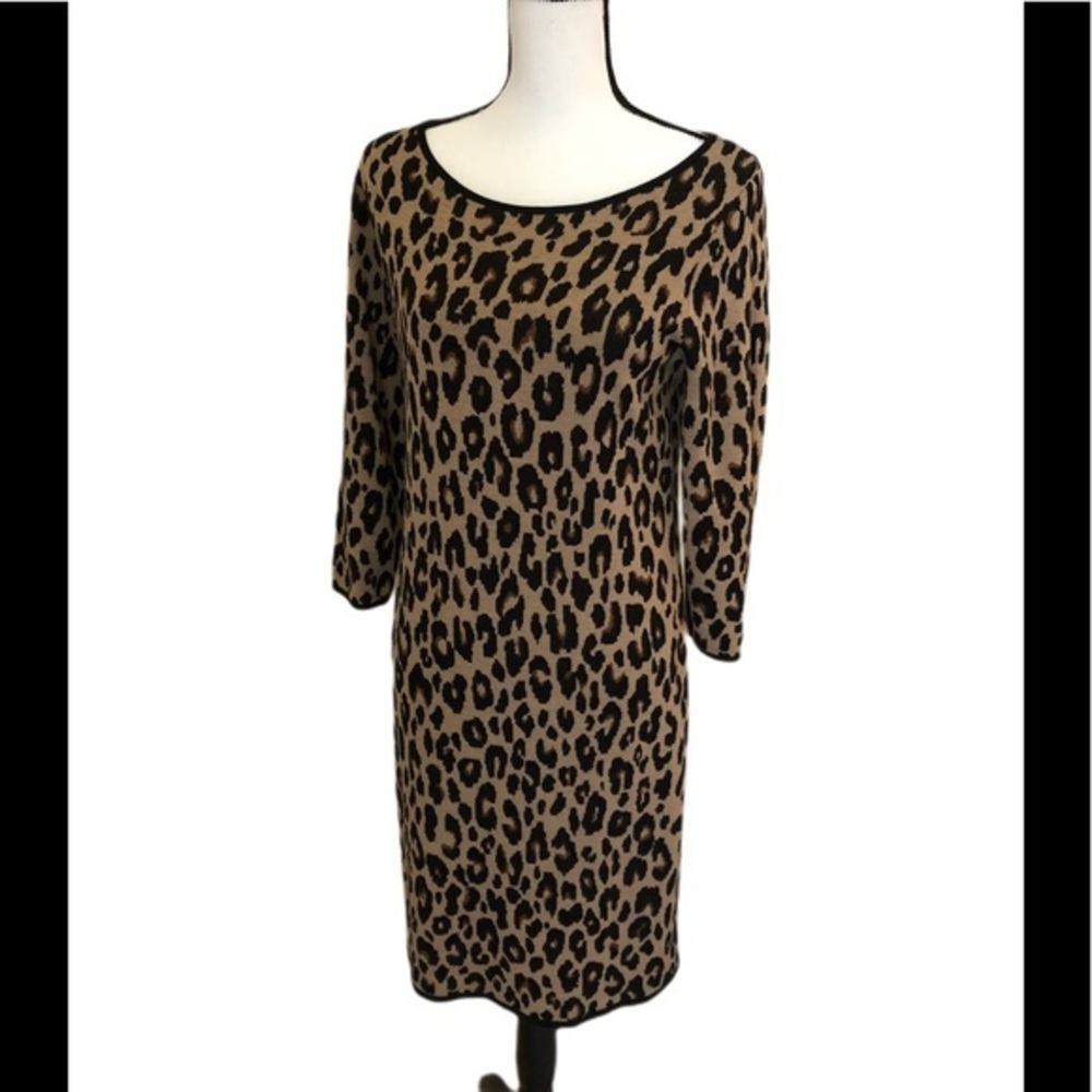 Ann Taylor Leopard Print Sweater Dress M